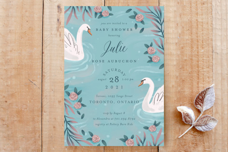 Swans and Roses Custom Stationery