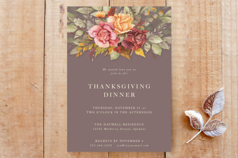 Autumnal Border Thanksgiving Dinner Invitation Custom Stationery