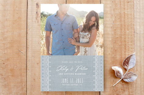 Boho Embroidery Save the Date Custom Stationery