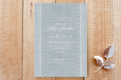Boho Embroidery Baby Shower Invitation Custom Stationery