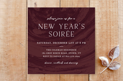 Marbled New Year's Eve Party Invitation Custom Stationery