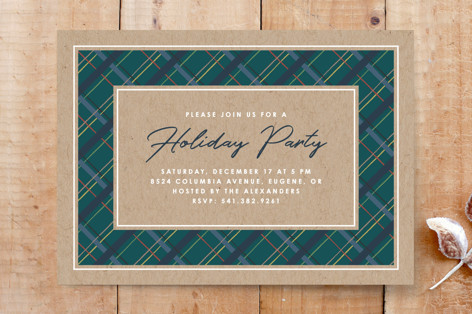Winter Plaid Holiday Party Invitation Custom Stationery