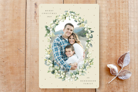 Snowberry & Eucalyptus Holiday Photo Card Custom Stationery