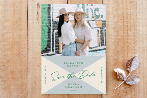 Diagonal Color Block Save the Date Custom Stationery