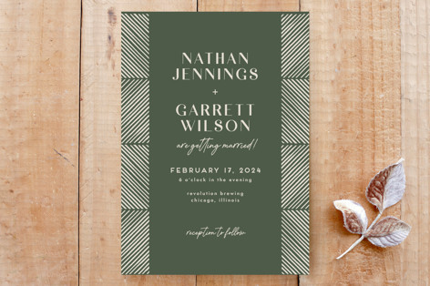Herringbone Frame Wedding Invitation Custom Stationery