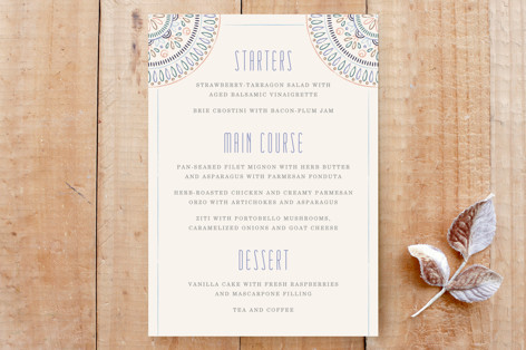 Jardin Mandala Wedding Menu Card Custom Stationery