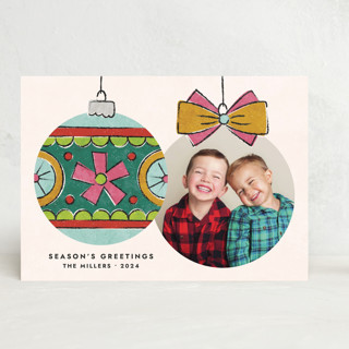 Vintage Ornament Holiday Photo Card Custom Stationery
