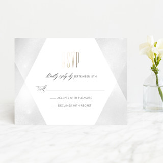 Geo Mitzvah Foil-Pressed Mitzvah RSVP Cards