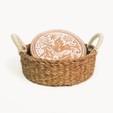 Monogrammed Bread Warmer & Wicker Basket - Bird Round Serving Accessories
