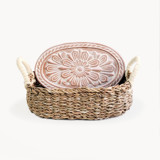 Handmade Bread Warmer & Wicker Basket - Flower Serving Accessories