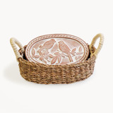 Handmade Bread Warmer & Wicker Basket - Lovebirds Oval Serving Accessories