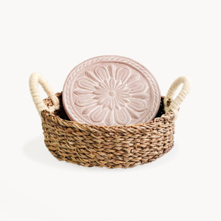Handmade Bread Warmer & Wicker Basket - Vintage flower Serving Accessories