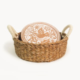 Handmade Bread Warmer & Wicker Basket - Bird Round Serving Bowls