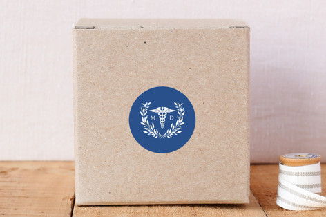 Round MD Caduceus and Laurel Wreath Stickers