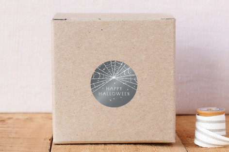 Rnd Sparkling Spiderweb Happy Halloween Stickers