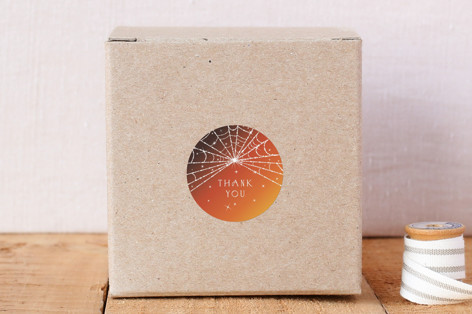 Sparkling Spiderweb Thank You Halloween Stickers