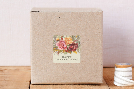 Autumnal Florals Happy Thanksgiving Stickers