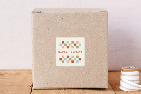 Checkered Holiday Envelope Seal Stickers