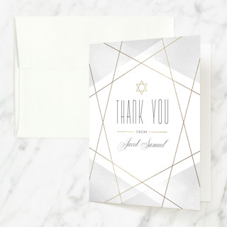 Geo Mitzvah Foil-Pressed Mitzvah Thank You Cards