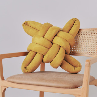 Desert Yellow Vegan Suede Knot Pillow Throw Pillows