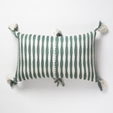 Antigua Dusty Green Striped Handwoven Cotton Throw Pillow Throw Pillows
