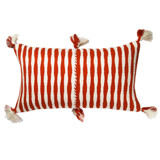 Antigua Tomato Red Striped Handwoven Cotton Throw Pillow Throw Pillows