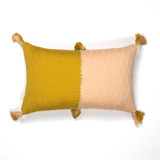 Antigua Ochre and Peach Color Block Handwoven Cotton Throw Pillow Throw Pillows