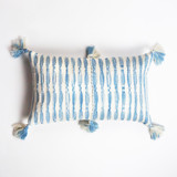 Antigua Natural Dyed Faded Indigo Striped Handwoven Cotton Throw Pillow Throw Pillows