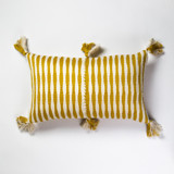Antigua Ochre Striped Handwoven Cotton Throw Pillow Throw Pillows