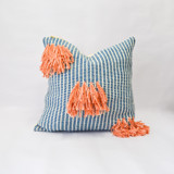 Naidi Blue Pillow with Tassels Throw Pillows