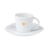 Porcelain Espresso Cup with Saucer - Golden Heart Mugs & Teacups