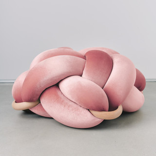 (M) Mauve Velvet Knot Floor Cushion Ottomans and Poufs