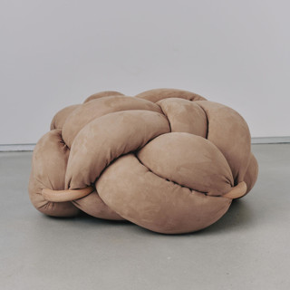 (M) Camel Vegan Suede Knot Floor Cushion Ottomans and Poufs