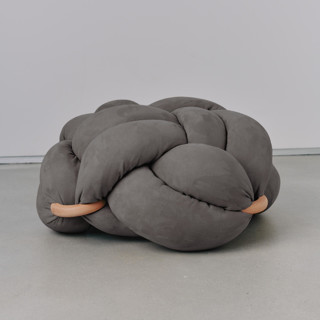 (M) Graphite Vegan Suede Knot Floor Cushion Ottomans and Poufs