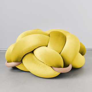 (L) Illuminate Yellow Velvet Knot Floor Cushion Ottomans and Poufs