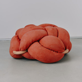 (L) Red Earth Vegan Suede Knot Floor Cushion Ottomans and Poufs
