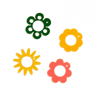 Rainbow Floral Lucite Napkin Rings (Set of 4) Tabletop Accessories