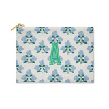 Custom Flat Zip Pouch - Betsy Blue Single Initial Makeup Bag