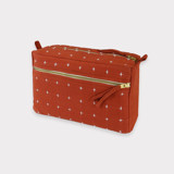 Medium Cross-Stitch Toiletry Bag - Rust Makeup Bag