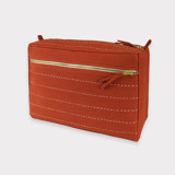 Large Pin-Stitch Toiletry Bag - Rust Makeup Bag
