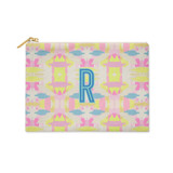 Custom Flat Zip Pouch - Mila Citrus Pink Single Initial Makeup Bag