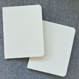 Luxe Embossed Unisex Vow Books, Set of Two Light Cream - Blank Paper Wedding Vow Books