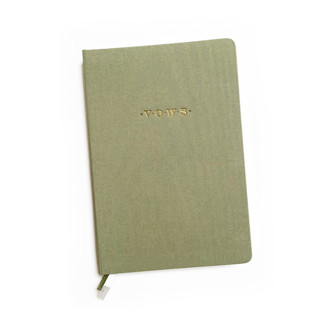 Linen Wedding Vows Book | Gold Foil on Sage Green Linen Wedding Vow Books