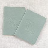 Debossed Print Vow Books - Set of 2 - Sage Green Wedding Vow Books