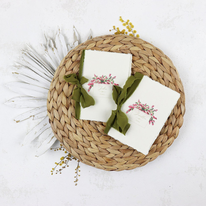 Custom Pink Bougainvillea Floral Vow Book Set of 2 Size 6x4.125 Wedding Vow Books by Clove