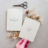 For My Husband / Wife Vow Book Set - Grey tonal with thread Wedding Vow Books