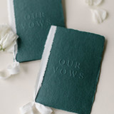 Embossed Wedding Vow Books, Set of Two, Green Wedding Vow Books