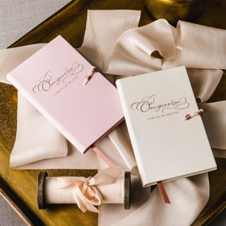 Once Upon a Time - Set of 2 Vow Books - Blush + Ivory Wedding Vow Books