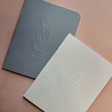 Luxe Embossed Unisex Vow Books, Set of Two, Charcoal & Pewter Gray - Blank Pages Wedding Vow Books