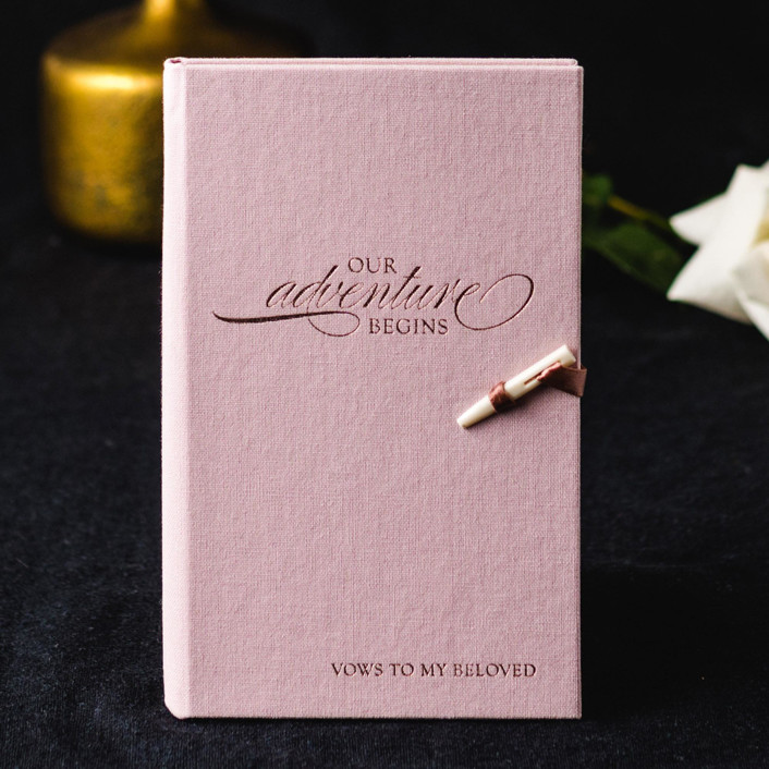 Our Adventure Begins Set of 2 Blush Vow Books Wedding Vow Books by